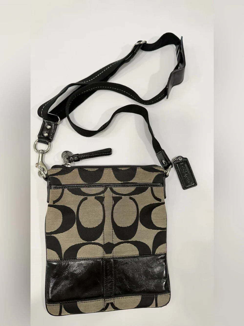 Coach Crossbody with Black and Tan Signature Print